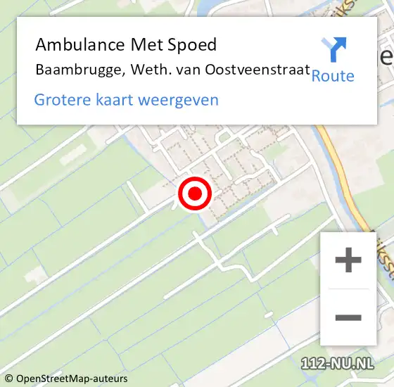 Locatie op kaart van de 112 melding: Ambulance Met Spoed Naar Baambrugge, Weth. van Oostveenstraat op 21 augustus 2018 01:05