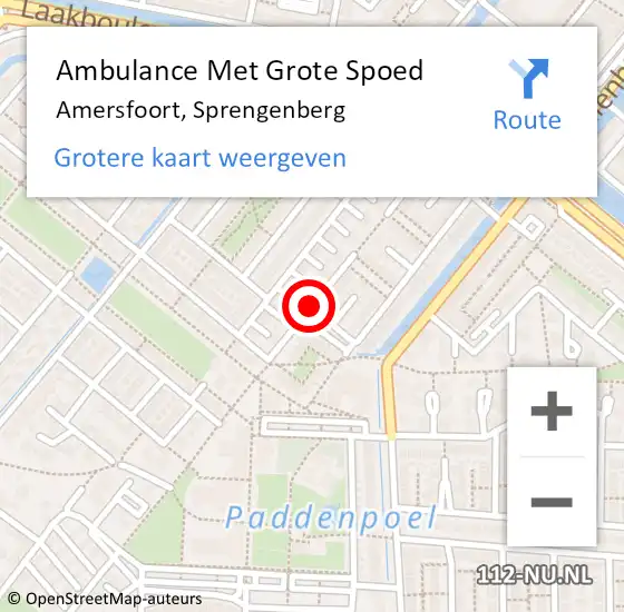 Locatie op kaart van de 112 melding: Ambulance Met Grote Spoed Naar Amersfoort, Sprengenberg op 21 augustus 2018 02:51