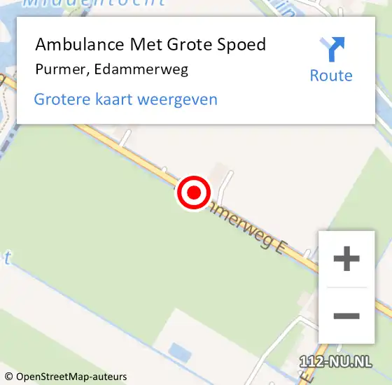 Locatie op kaart van de 112 melding: Ambulance Met Grote Spoed Naar Purmer, Edammerweg op 21 augustus 2018 06:52