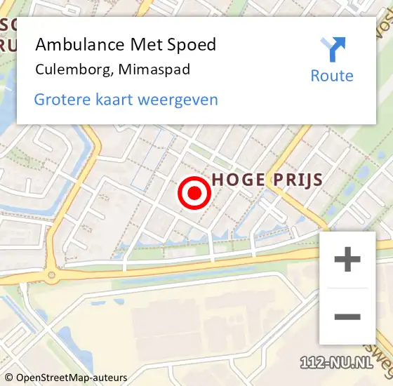 Locatie op kaart van de 112 melding: Ambulance Met Spoed Naar Culemborg, Mimaspad op 21 augustus 2018 07:02