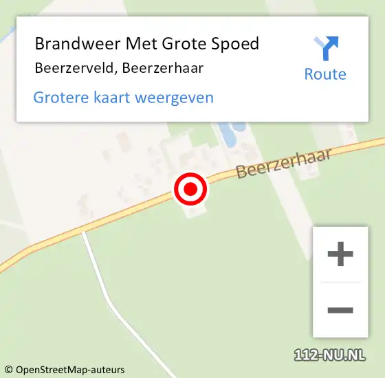 Locatie op kaart van de 112 melding: Brandweer Met Grote Spoed Naar Beerzerveld, Beerzerhaar op 21 augustus 2018 07:56