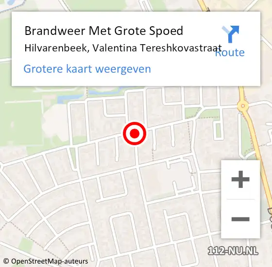 Locatie op kaart van de 112 melding: Brandweer Met Grote Spoed Naar Hilvarenbeek, Valentina Tereshkovastraat op 21 augustus 2018 08:13