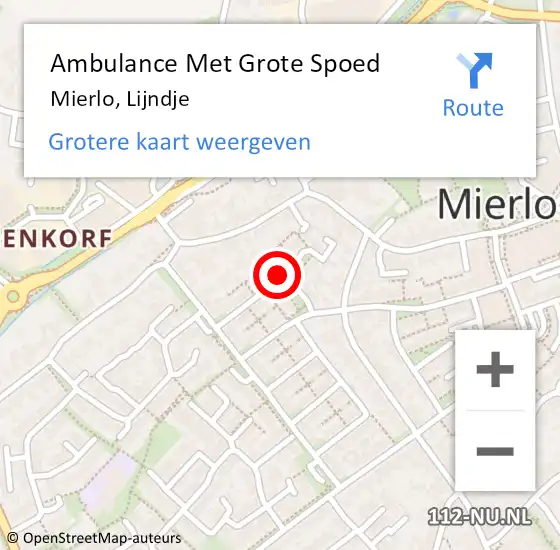Locatie op kaart van de 112 melding: Ambulance Met Grote Spoed Naar Mierlo, Lijndje op 21 augustus 2018 08:38