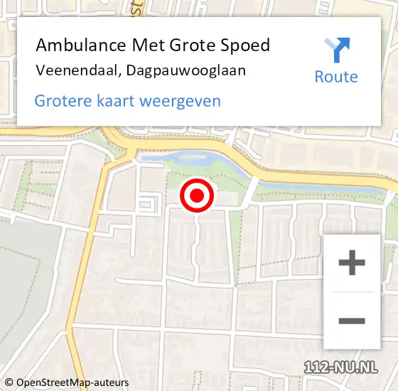 Locatie op kaart van de 112 melding: Ambulance Met Grote Spoed Naar Veenendaal, Dagpauwooglaan op 21 augustus 2018 08:47