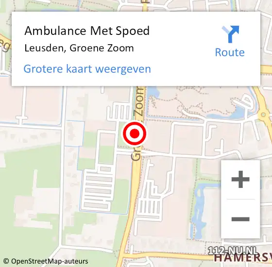 Locatie op kaart van de 112 melding: Ambulance Met Spoed Naar Leusden, Groene Zoom op 21 augustus 2018 09:56