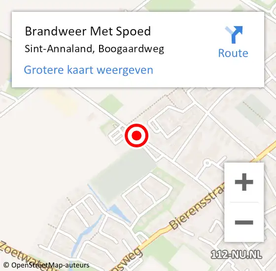 Locatie op kaart van de 112 melding: Brandweer Met Spoed Naar Sint-Annaland, Boogaardweg op 21 augustus 2018 09:58