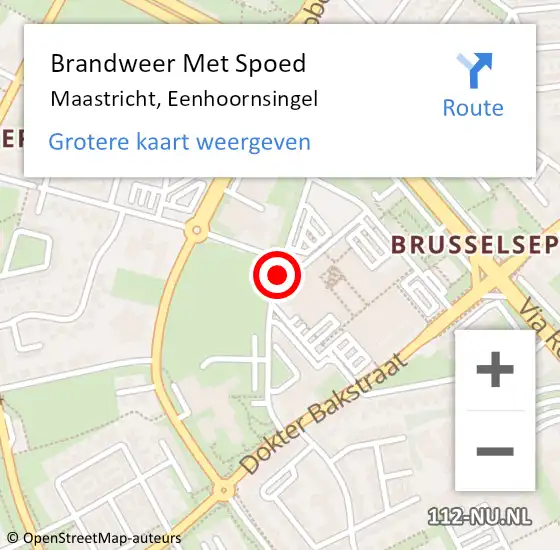 Locatie op kaart van de 112 melding: Brandweer Met Spoed Naar Maastricht, Eenhoornsingel op 21 augustus 2018 10:06