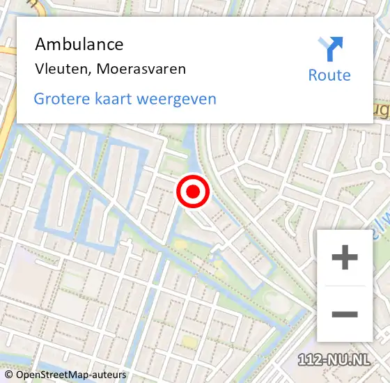 Locatie op kaart van de 112 melding: Ambulance Vleuten, Moerasvaren op 21 augustus 2018 10:42