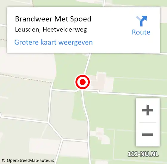 Locatie op kaart van de 112 melding: Brandweer Met Spoed Naar Leusden, Heetvelderweg op 21 augustus 2018 10:53