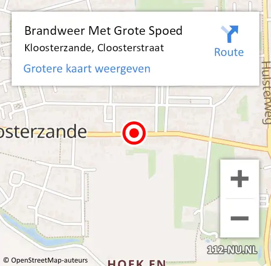 Locatie op kaart van de 112 melding: Brandweer Met Grote Spoed Naar Kloosterzande, Cloosterstraat op 21 augustus 2018 11:20