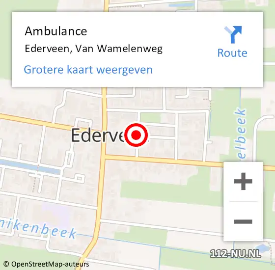 Locatie op kaart van de 112 melding: Ambulance Ederveen, Van Wamelenweg op 21 augustus 2018 11:23