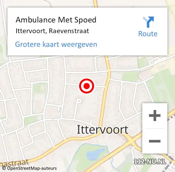 Locatie op kaart van de 112 melding: Ambulance Met Spoed Naar Ittervoort, Raevenstraat op 21 augustus 2018 11:45