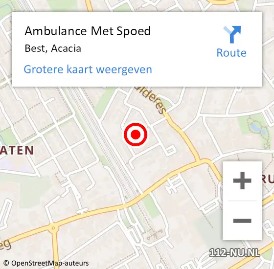 Locatie op kaart van de 112 melding: Ambulance Met Spoed Naar Best, Acacia op 21 augustus 2018 11:46