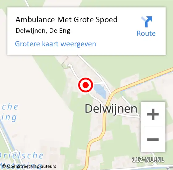 Locatie op kaart van de 112 melding: Ambulance Met Grote Spoed Naar Delwijnen, De Eng op 21 augustus 2018 11:49