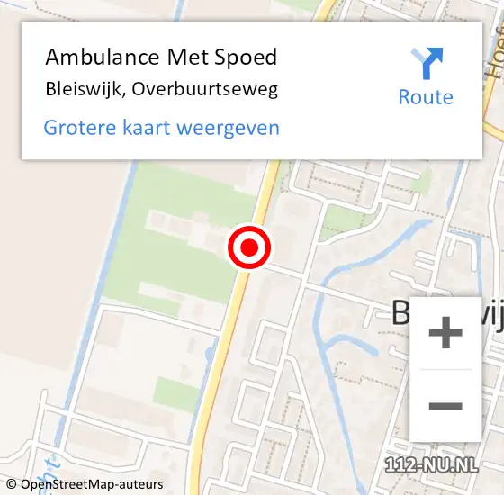 Locatie op kaart van de 112 melding: Ambulance Met Spoed Naar Bleiswijk, Overbuurtseweg op 21 augustus 2018 11:54