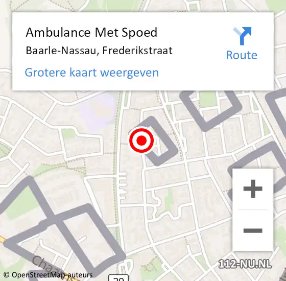 Locatie op kaart van de 112 melding: Ambulance Met Spoed Naar Baarle-Nassau, Frederikstraat op 21 augustus 2018 12:02