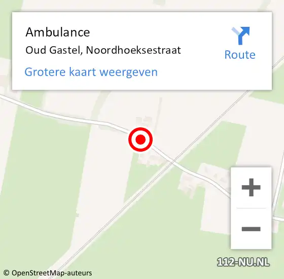 Locatie op kaart van de 112 melding: Ambulance Oud Gastel, Noordhoeksestraat op 21 augustus 2018 12:53
