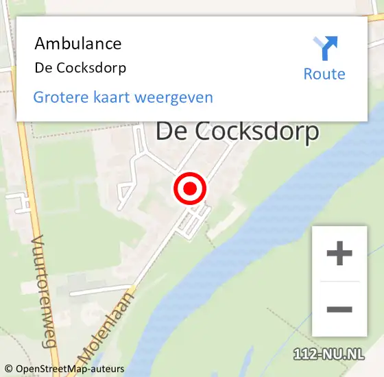 Locatie op kaart van de 112 melding: Ambulance De Cocksdorp op 21 augustus 2018 13:11