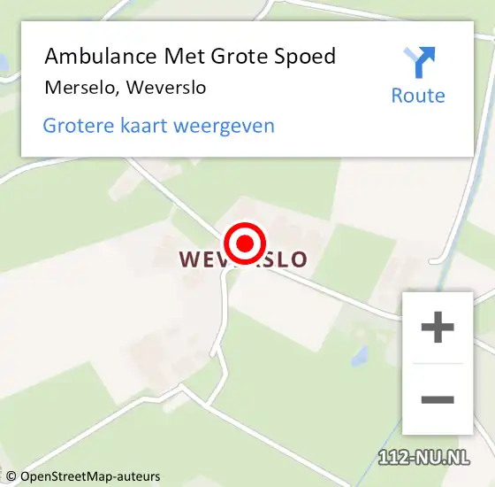 Locatie op kaart van de 112 melding: Ambulance Met Grote Spoed Naar Merselo, Weverslo op 6 maart 2014 16:06