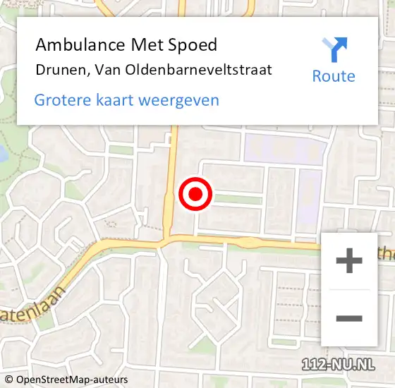 Locatie op kaart van de 112 melding: Ambulance Met Spoed Naar Drunen, Van Oldenbarneveltstraat op 21 augustus 2018 13:52