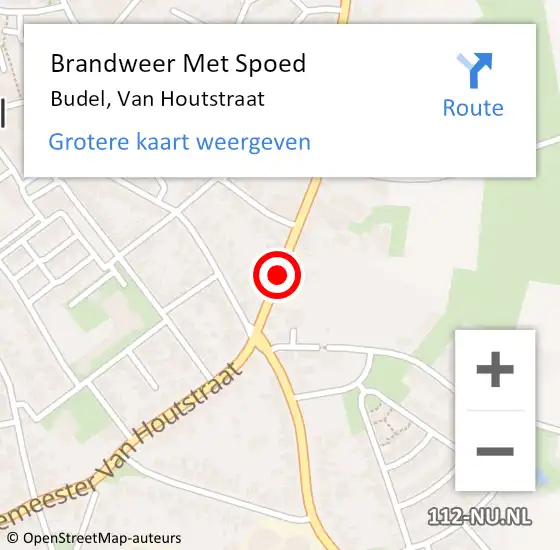 Locatie op kaart van de 112 melding: Brandweer Met Spoed Naar Budel, Van Houtstraat op 21 augustus 2018 13:58