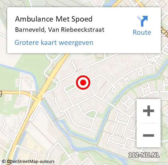 Locatie op kaart van de 112 melding: Ambulance Met Spoed Naar Barneveld, Van Riebeeckstraat op 21 augustus 2018 14:05