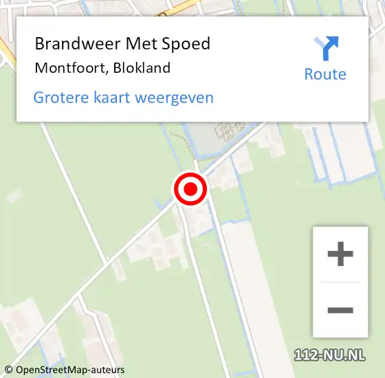 Locatie op kaart van de 112 melding: Brandweer Met Spoed Naar Montfoort, Blokland op 21 augustus 2018 14:09