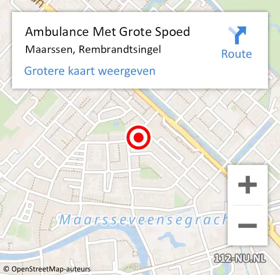 Locatie op kaart van de 112 melding: Ambulance Met Grote Spoed Naar Maarssen, Rembrandtsingel op 21 augustus 2018 14:28