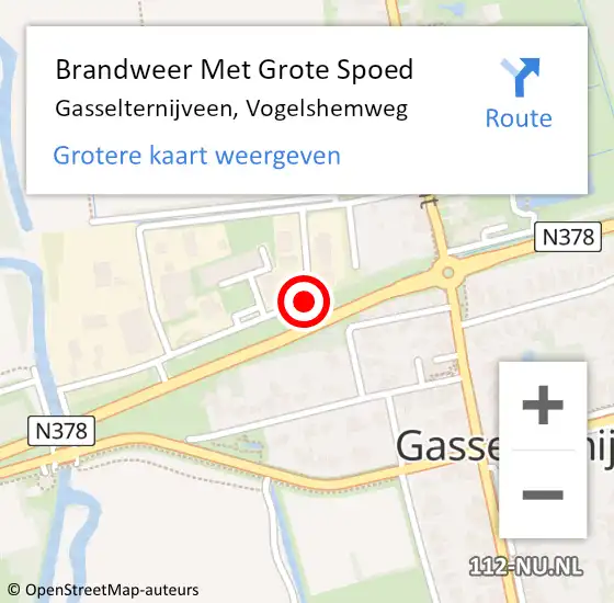 Locatie op kaart van de 112 melding: Brandweer Met Grote Spoed Naar Gasselternijveen, Vogelshemweg op 21 augustus 2018 14:48