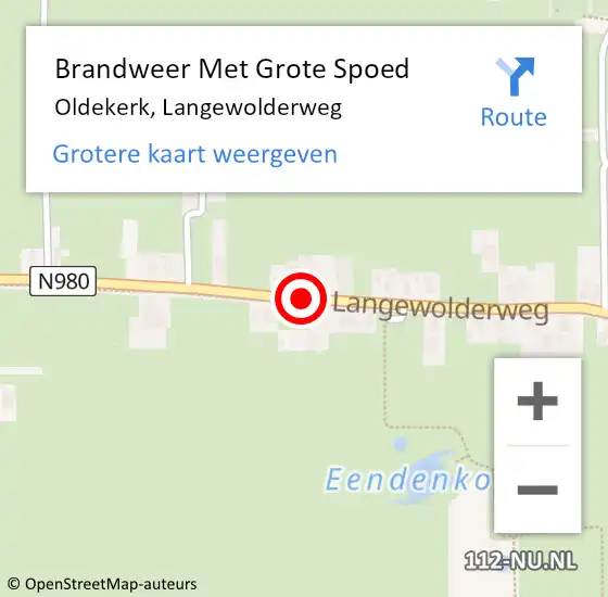 Locatie op kaart van de 112 melding: Brandweer Met Grote Spoed Naar Oldekerk, Langewolderweg op 21 augustus 2018 14:49