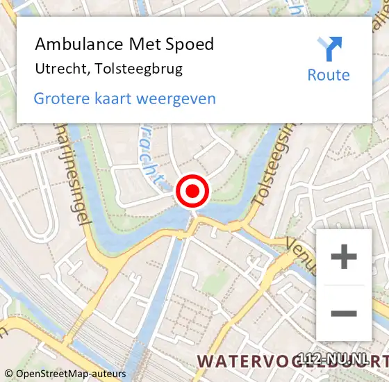 Locatie op kaart van de 112 melding: Ambulance Met Spoed Naar Utrecht, Tolsteegbrug op 21 augustus 2018 15:32