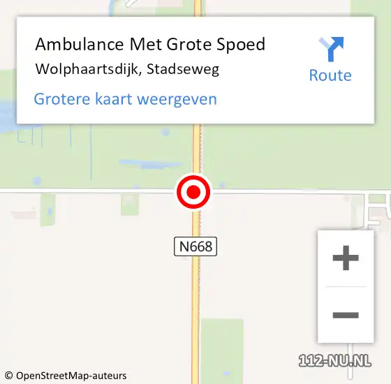 Locatie op kaart van de 112 melding: Ambulance Met Grote Spoed Naar Wolphaartsdijk, Stadseweg op 21 augustus 2018 16:04
