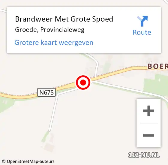 Locatie op kaart van de 112 melding: Brandweer Met Grote Spoed Naar Groede, Provincialeweg op 21 augustus 2018 16:21