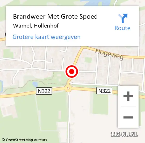 Locatie op kaart van de 112 melding: Brandweer Met Grote Spoed Naar Wamel, Hollenhof op 21 augustus 2018 16:27