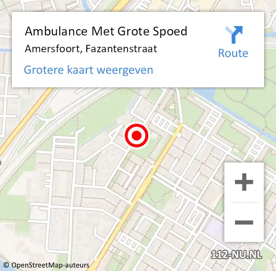 Locatie op kaart van de 112 melding: Ambulance Met Grote Spoed Naar Amersfoort, Fazantenstraat op 21 augustus 2018 16:27
