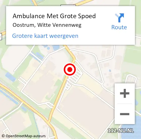 Locatie op kaart van de 112 melding: Ambulance Met Grote Spoed Naar Oostrum, Witte Vennenweg op 21 augustus 2018 16:30