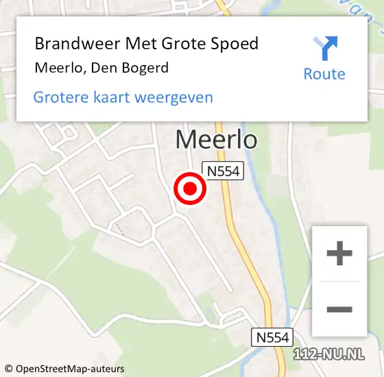 Locatie op kaart van de 112 melding: Brandweer Met Grote Spoed Naar Meerlo, Den Bogerd op 21 augustus 2018 16:35