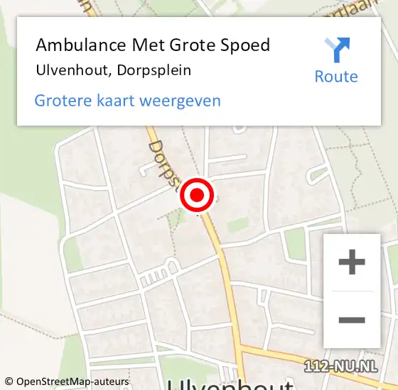 Locatie op kaart van de 112 melding: Ambulance Met Grote Spoed Naar Ulvenhout, Dorpsplein op 21 augustus 2018 16:36