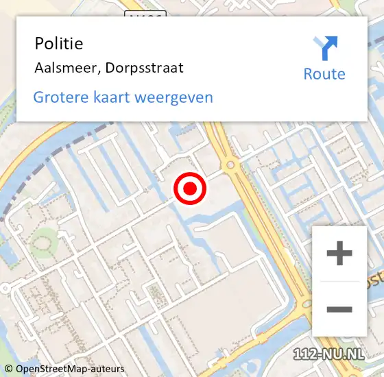 Locatie op kaart van de 112 melding: Politie Aalsmeer, Dorpsstraat op 21 augustus 2018 16:54