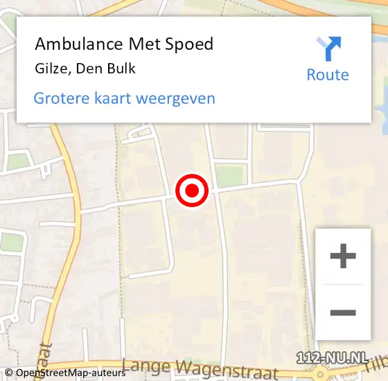 Locatie op kaart van de 112 melding: Ambulance Met Spoed Naar Gilze, Den Bulk op 21 augustus 2018 17:07