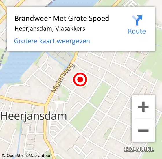 Locatie op kaart van de 112 melding: Brandweer Met Grote Spoed Naar Heerjansdam, Vlasakkers op 21 augustus 2018 17:59