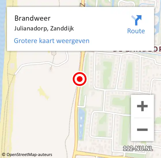 Locatie op kaart van de 112 melding: Brandweer Julianadorp, Zanddijk op 21 augustus 2018 19:02