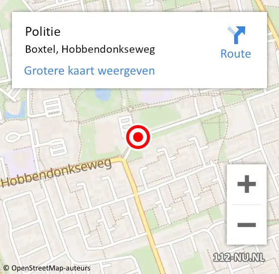 Locatie op kaart van de 112 melding: Politie Boxtel, Hobbendonkseweg op 21 augustus 2018 19:11