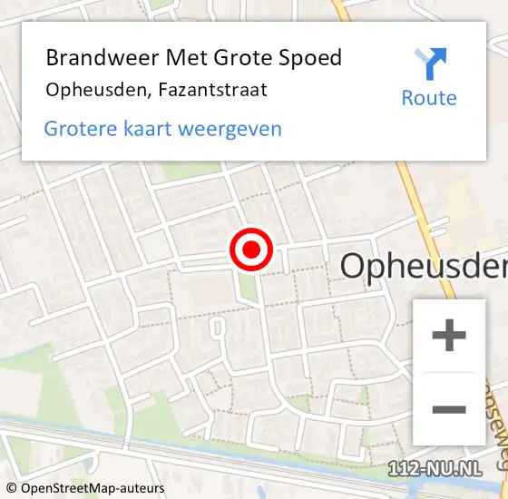 Locatie op kaart van de 112 melding: Brandweer Met Grote Spoed Naar Opheusden, Fazantstraat op 21 augustus 2018 19:31