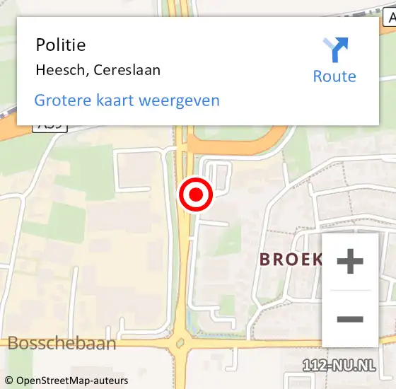 Locatie op kaart van de 112 melding: Politie Heesch, Cereslaan op 21 augustus 2018 19:42