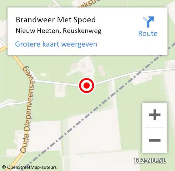 Locatie op kaart van de 112 melding: Brandweer Met Spoed Naar Nieuw Heeten, Reuskenweg op 21 augustus 2018 19:46