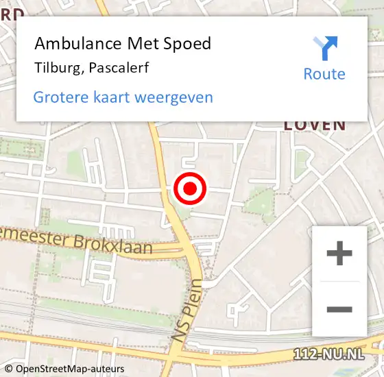 Locatie op kaart van de 112 melding: Ambulance Met Spoed Naar Tilburg, Pascalerf op 21 augustus 2018 19:54