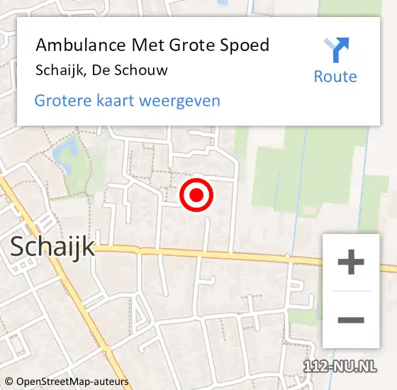 Locatie op kaart van de 112 melding: Ambulance Met Grote Spoed Naar Schaijk, De Schouw op 21 augustus 2018 20:02