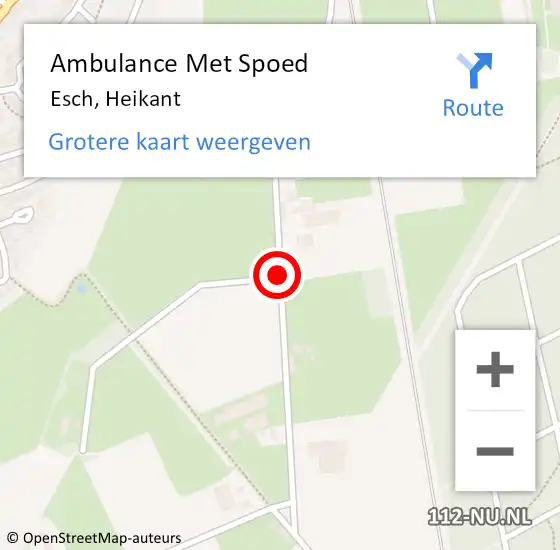 Locatie op kaart van de 112 melding: Ambulance Met Spoed Naar Esch, Heikant op 21 augustus 2018 20:29