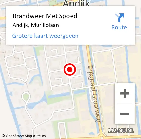 Locatie op kaart van de 112 melding: Brandweer Met Spoed Naar Andijk, Murillolaan op 6 maart 2014 16:56